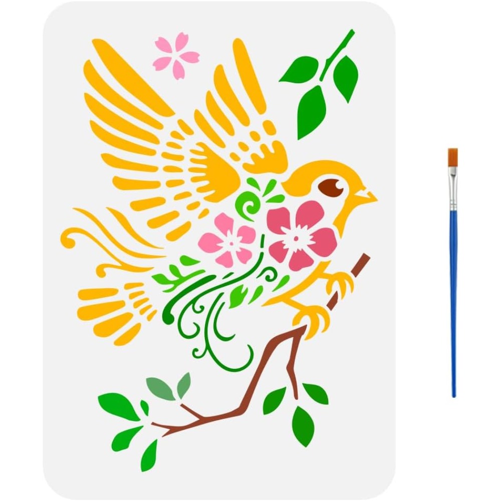 Paint Brush - Pedaços em galhos desenho estêncil com