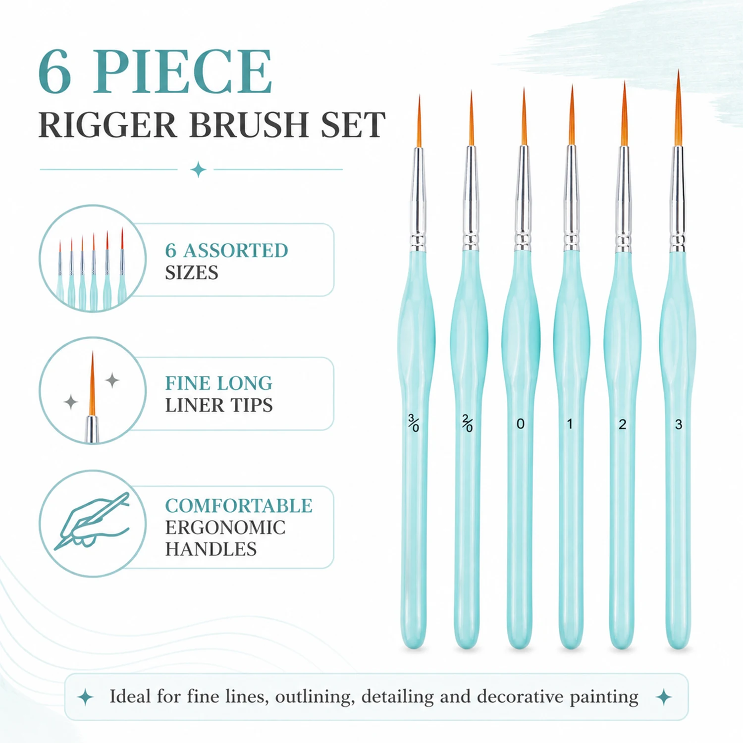 Paint Brush - Conjunto de 6 Pincéis de Pintura