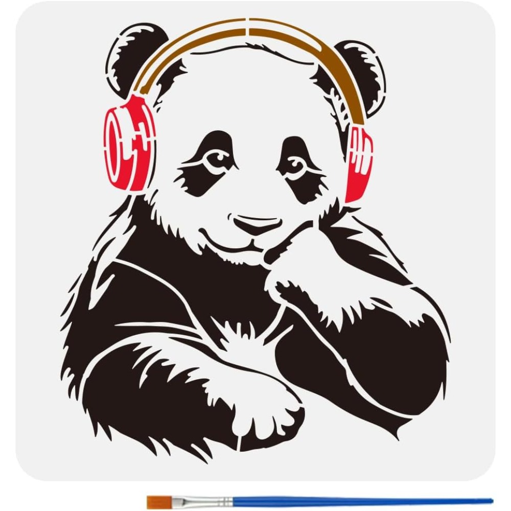 Estêncil de panda com pincel,  - Paint Brush avaliação e preço