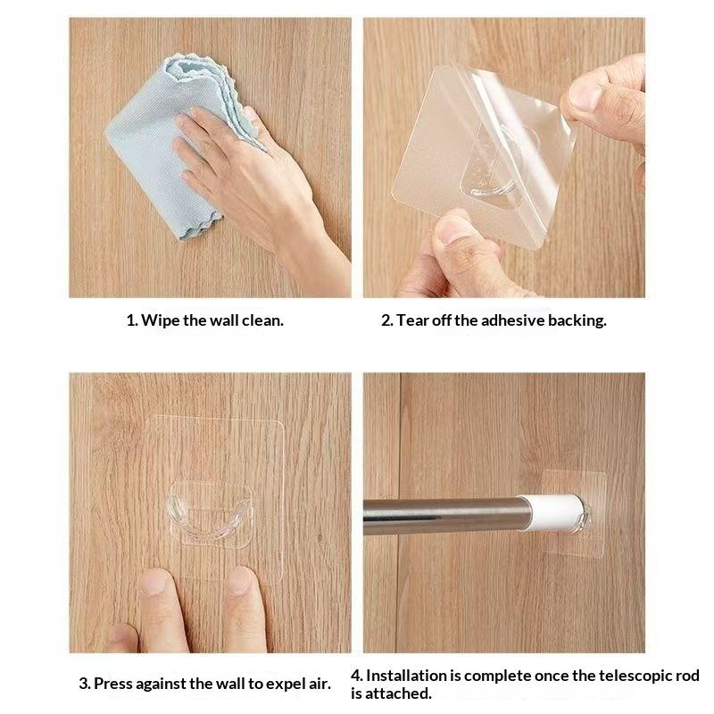 4 ganchos transparentes adesiv - Curtain Rods avaliação e preço